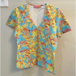 Key West Hand Prints Vintage V-Neck Stretch S/S Tee S